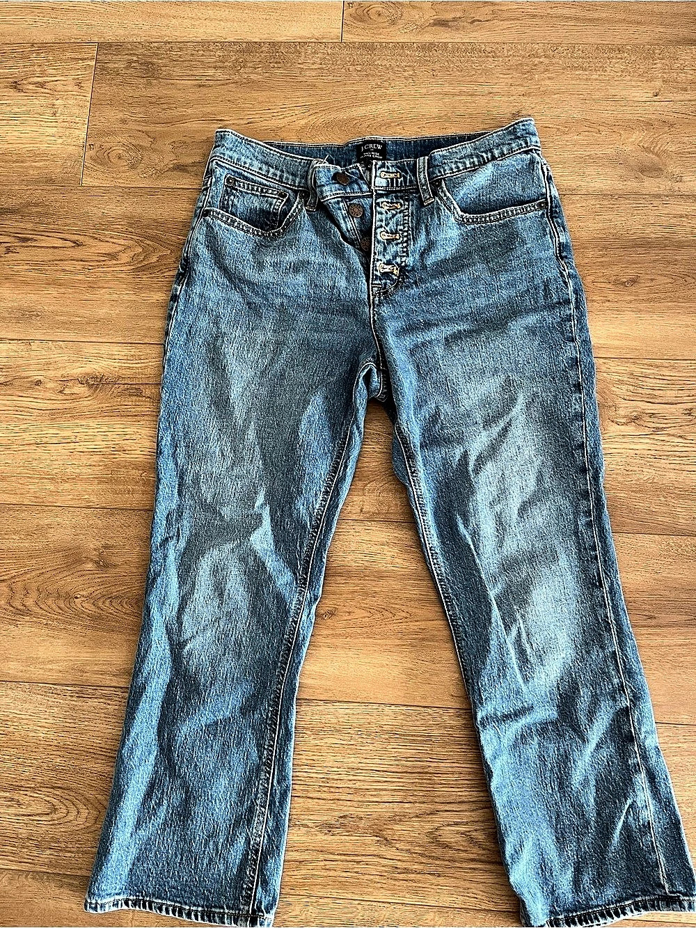 J.Crew Mid-Rise Flare Crop Jeans Blue Waist 28